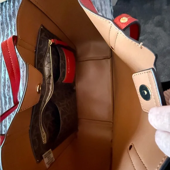 Calvin Klein Red and Tan Tote - Picture 8 of 10